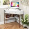 Costway Corner Computer Desk Writing Workstation Study Desk w/ 2 Drawers White\Black\Gold